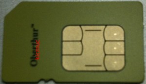 Front side of SIM card